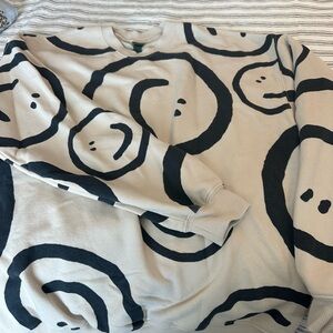 Wild Fable Beige and Black Graphic Sweatshirt